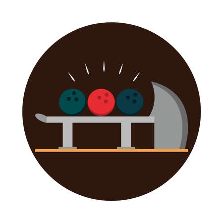 bowling ball return right out of a machine recreational sport block flat icon design vector illustrationのイラスト素材