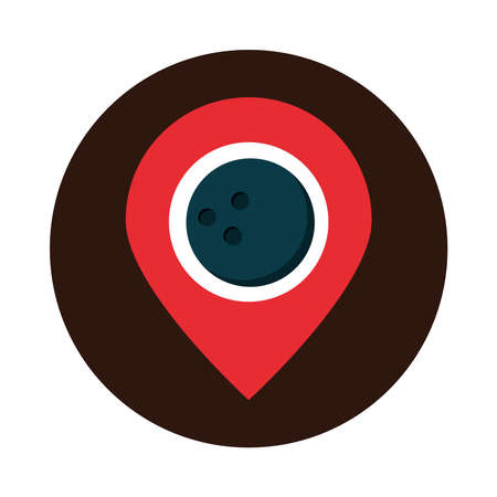 bowling ball gps navigation pointer game recreational sport block flat icon design vector illustrationのイラスト素材