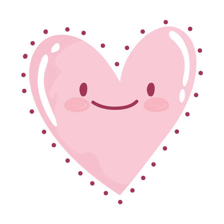 happy love heart romantic cartoon isolated icon design vector illustrationのイラスト素材