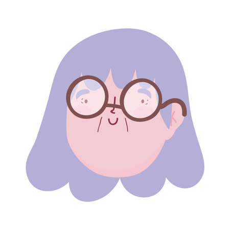 old woman cartoon character face isolated icon image vector illustrationのイラスト素材