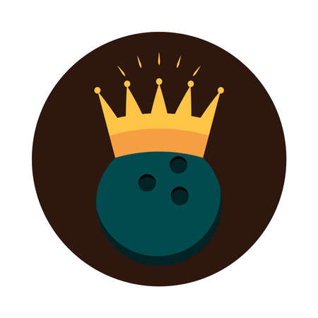 bowling black ball with crown award game recreational sport block flat icon design vector illustrationのイラスト素材