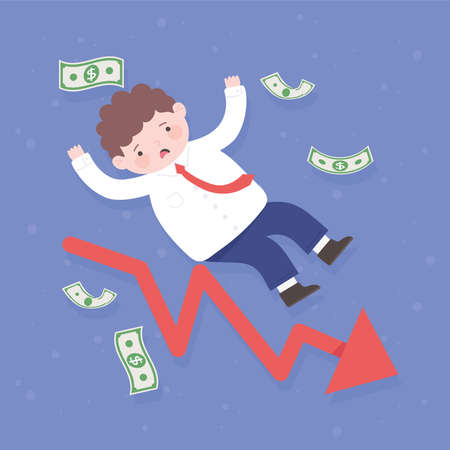 bankruptcy falling businesssman arrow money business process financial crisis vector illustrationのイラスト素材