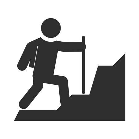 extreme sport rock climber active lifestyle silhouette icon design vector illustrationのイラスト素材