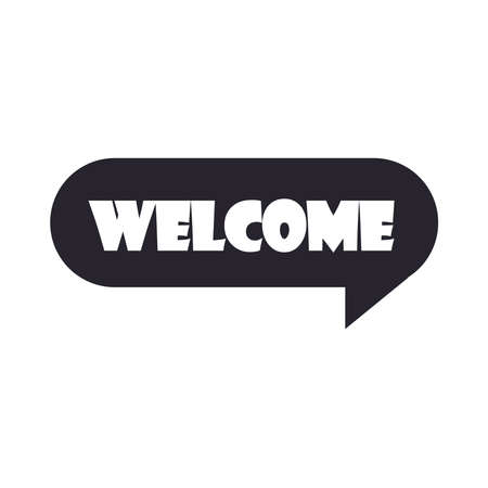 slang bubbles, welcome text over white background, silhouette icon style vector illustrationのイラスト素材