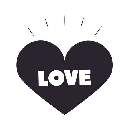 slang bubbles, love phrase heart over white background, silhouette icon style vector illustrationのイラスト素材