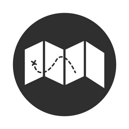 folded map tracking marker block and flat icon vector illustrationのイラスト素材