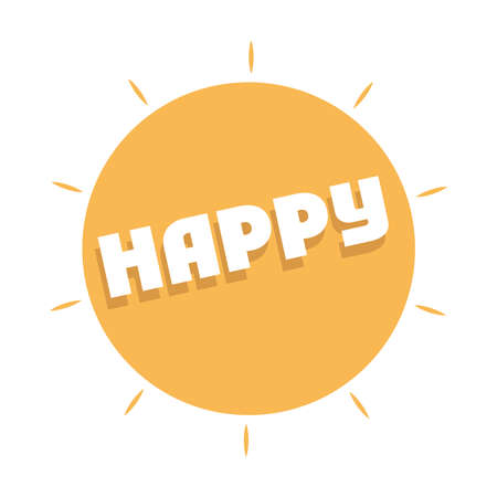 slang bubbles, round label happy word over white background, flat icon design vector illustrationのイラスト素材