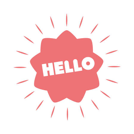 slang bubbles hello sticker over white background, flat icon design vector illustrationのイラスト素材