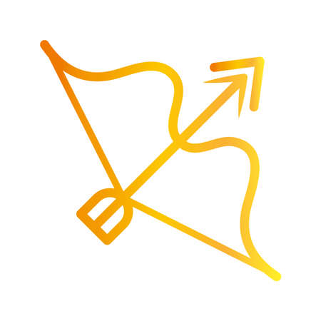 bow and arrow weapon over white background gradient style icon vector illustration