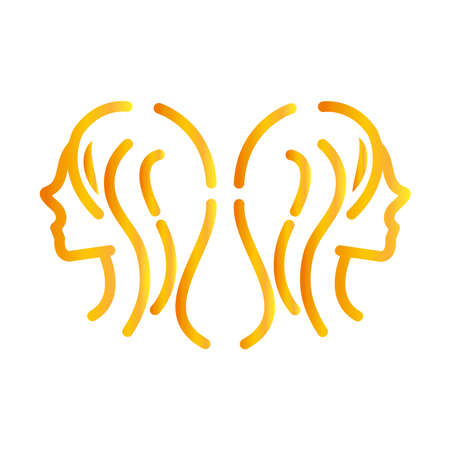 twins female heads character over white background gradient style icon vector illustration