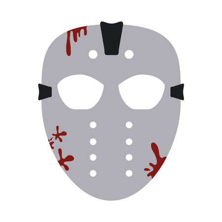 happy halloween, scary goalie mask trick or treat party celebration flat icon vector illustrationのイラスト素材