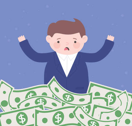 bankruptcy sad businessman banknotes money business financial crisis vector illustrationのイラスト素材