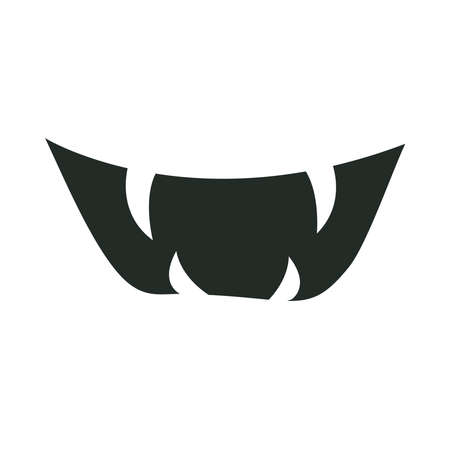 happy halloween, vampire teeth trick or treat party celebration flat icon design vector illustrationのイラスト素材