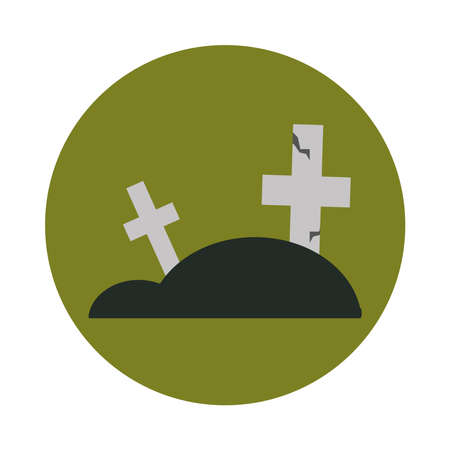 happy halloween, crossed bones trick or treat party celebration flat and block icon vector illustrationのイラスト素材