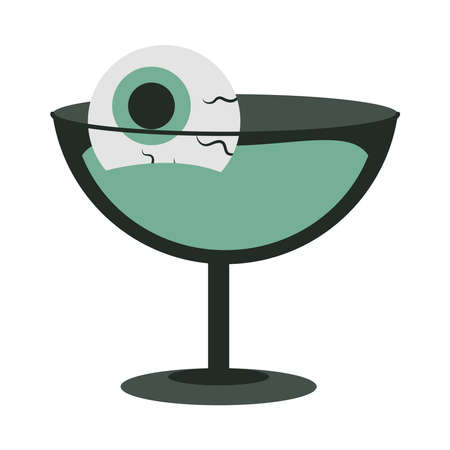 happy halloween, cocktail with spooky eye trick or treat party celebration flat icon design vector illustrationのイラスト素材