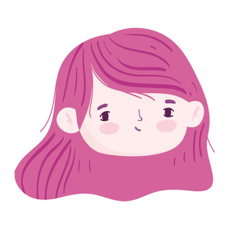 cartoon face cute girl color hair isolated icon design over white background vector illustrationのイラスト素材