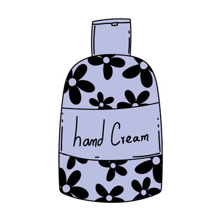 makeup cosmetic skin care hand cream bottle isolated white background vector illustrationのイラスト素材