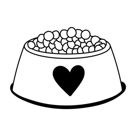 bowl food pet cartoon isolated white background design vector illustration line iconのイラスト素材