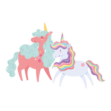 unicorns animals magic cartoon isolated icon design vector illustrationのイラスト素材