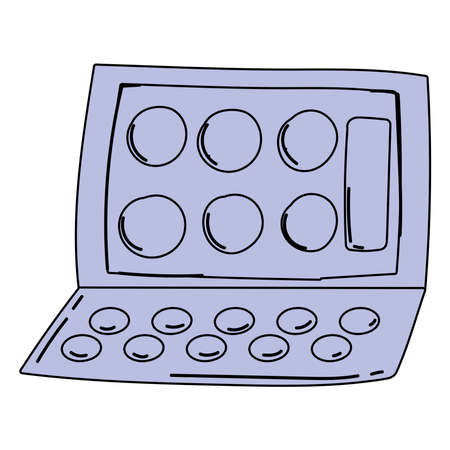 makeup palette color eyeshadow palette isolated white background vector illustrationのイラスト素材