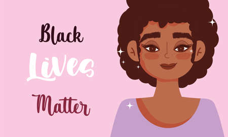 black lives matters, afro woman protest with the message vector illustrationのイラスト素材