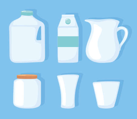 plastic or glass cups bottles mockups, plastic bottle packaging glass cup and jar vector illustrationのイラスト素材