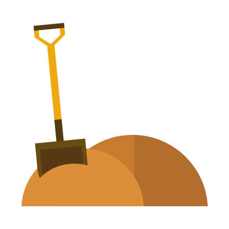 shovel soil agriculture work equipment farm cartoon flat icon style vector illustrationのイラスト素材