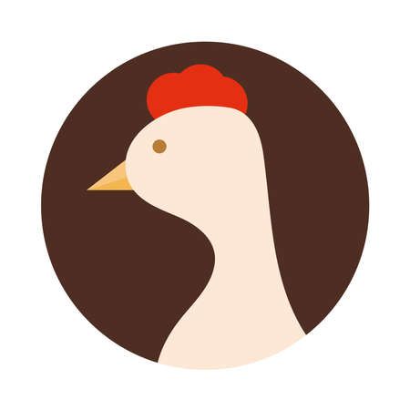 cartoon hen bird farm cartoon block and flat icon vector illustrationのイラスト素材