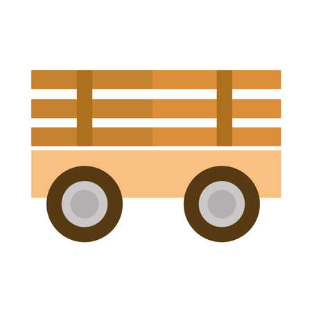 trailer transport agriculture work equipment farm cartoon flat icon style vector illustrationのイラスト素材