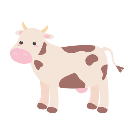 cute cow animal cartoon isolated white background design vector illustrationのイラスト素材