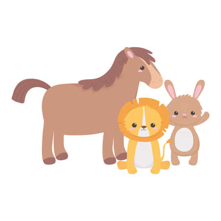 cute bear and parrot flowers grass cartoon animals isolated white background design vector illustrationのイラスト素材