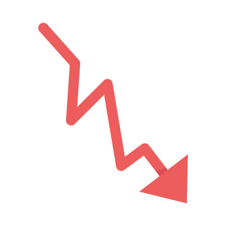 red arrow downward financial crisis isolated icon white background vector illustrationのイラスト素材