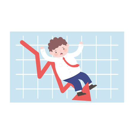 bankruptcy man falling down with recession chart business process financial crisis vector illustrationのイラスト素材
