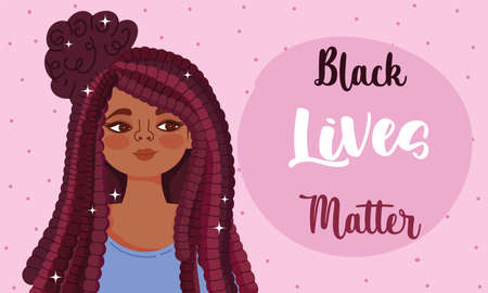 black lives matters, afro woman protest with the phrase vector illustrationのイラスト素材