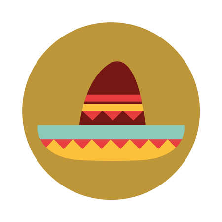 mexican sombrero clothes folk culture traditional block and flat icon vector illustrationのイラスト素材