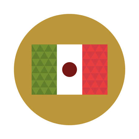 mexican flag national celebration block and flat icon vector illustrationのイラスト素材