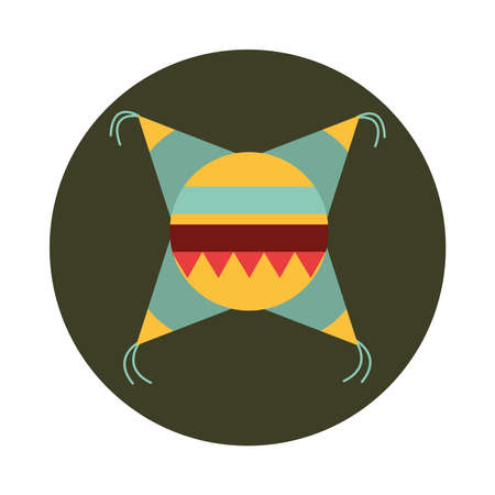 mexican pinata celebration festive decoration traditional block and flat icon vector illustrationのイラスト素材