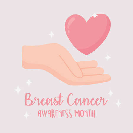 breast cancer awareness month hand with heart vector design and illustrationのイラスト素材