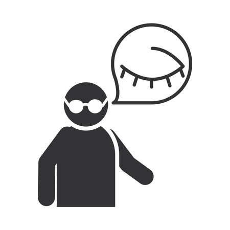 blind person with glasses, world disability day, silhouette icon design vector illustrationのイラスト素材