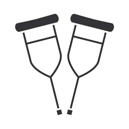 medical crutches equipment, world disability day, silhouette icon design vector illustrationのイラスト素材