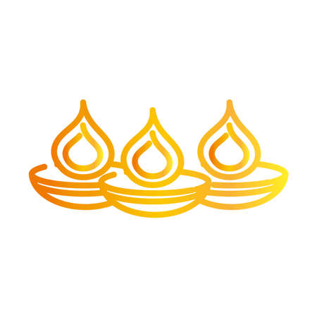 happy diwali india festival, burning candles diya lamps deepavali religion event gradient style icon vector illustrationのイラスト素材