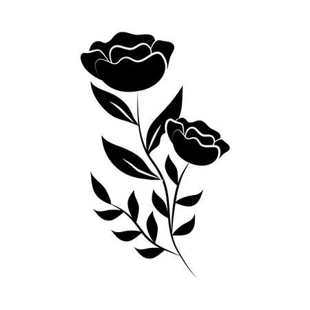 minimalist tattoo flowers spring silhouette art herb and leaves vector illustrationのイラスト素材