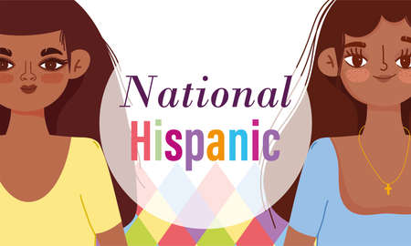 national hispanic heritage month, young women cartoon, celebration national vector illustrationのイラスト素材