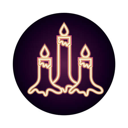burning candles decoration ornament neon icon style vector illustrationのイラスト素材