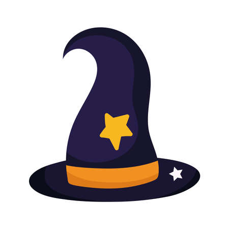 happy halloween, black hat with star decoration, trick or treat celebration vector illustrationのイラスト素材