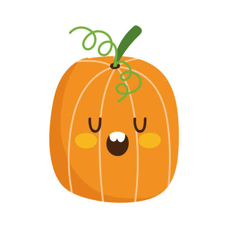 happy halloween, surprised pumpkin trick or treat celebration vector illustrationのイラスト素材