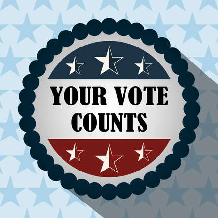 your vote counts button stars blue background, politics voting and elections USA, make it count vector illustrationのイラスト素材