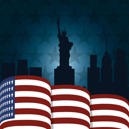 statue of liberty on american flag, politics voting and elections USA, make it count vector illustrationのイラスト素材