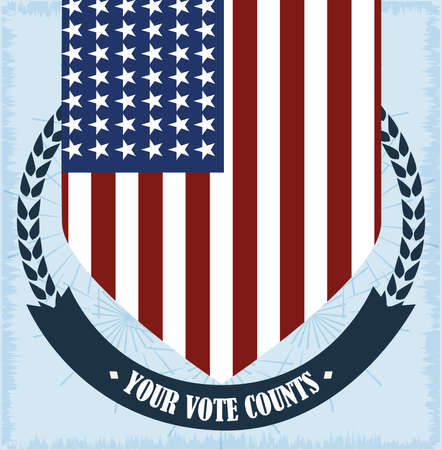 american flag pendant emblem, politics voting and elections USA, make it count vector illustrationのイラスト素材