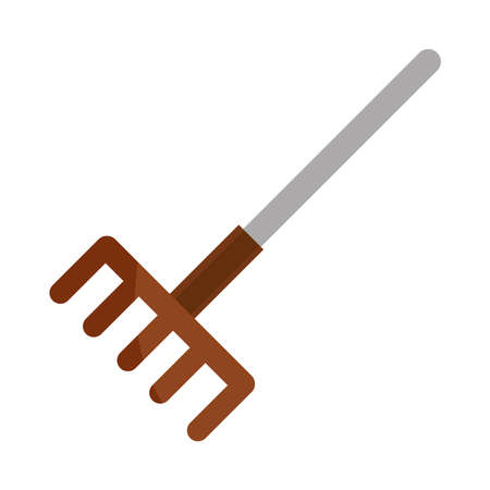 gardening rake tool vector illustration flat icon with shadowのイラスト素材